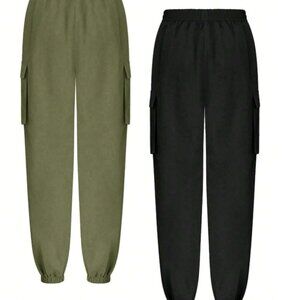 SHEIN LUNE 2 Piece Women Casual Thin Elastic Waist Cargo Pants Set size XL New